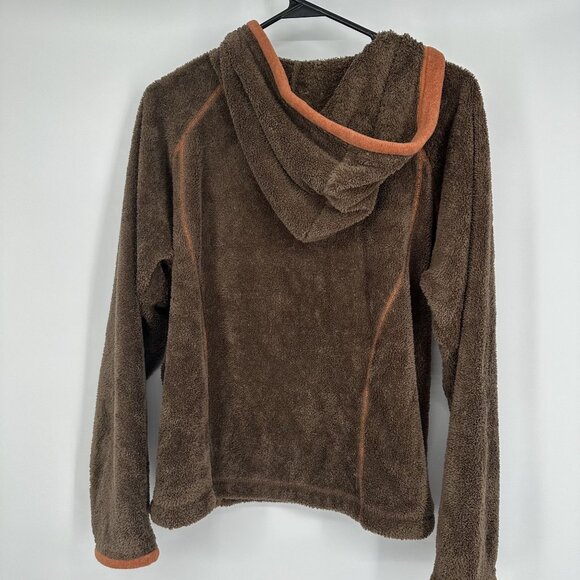 Wooly Bully Fuzzy Fleece Hoodie Brown and Orange Size Medium - Picture 2 of 7